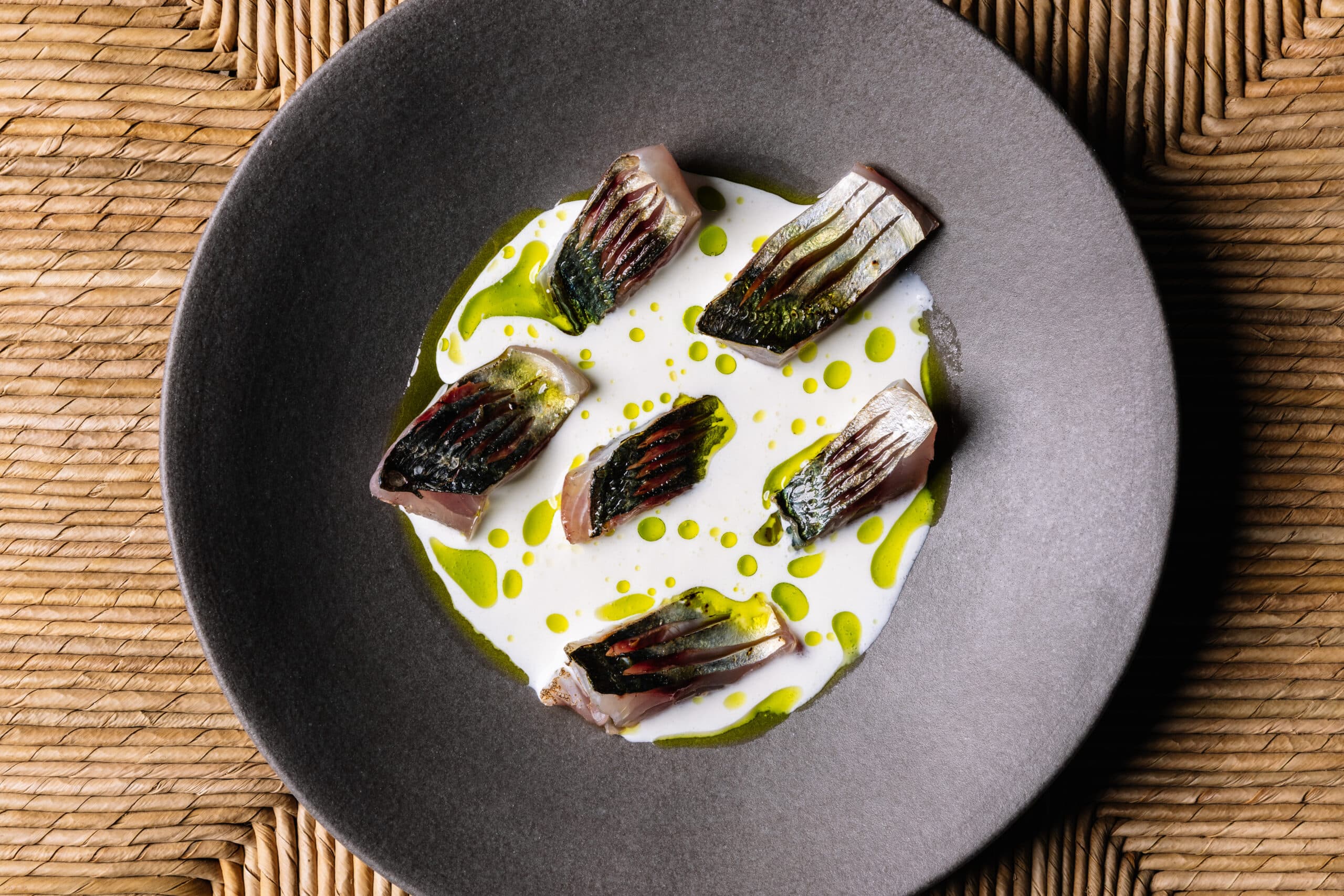 Cured “txitarro”  with white almond garlic sauce